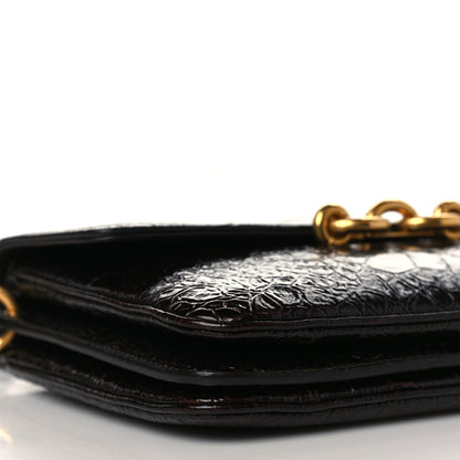 Saint Laurent Shiny Crocodile Embossed Calfskin Le Maillon Satchel Ebony 7 of 8