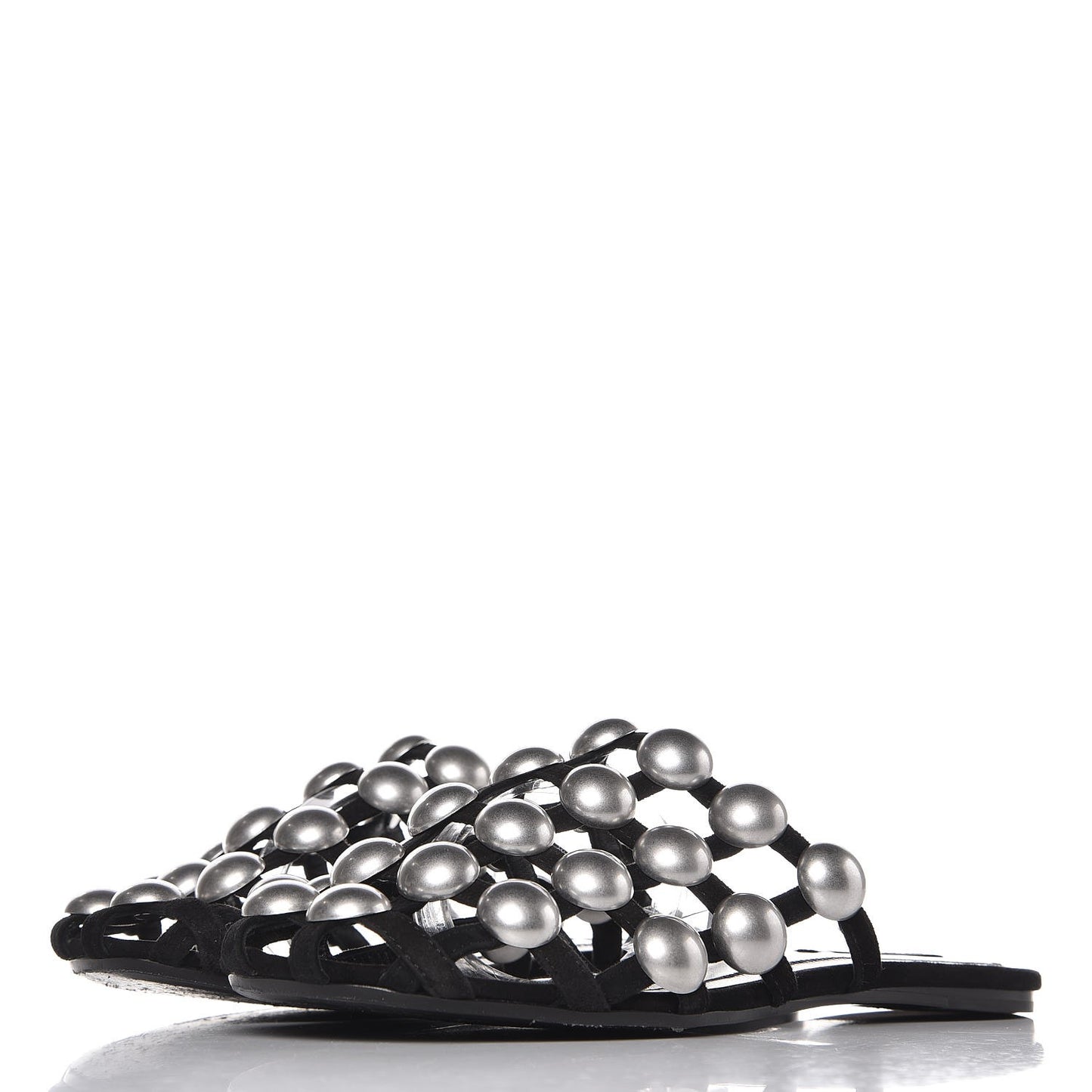 Suede Studded Amelia Slide Sandals 36 Black