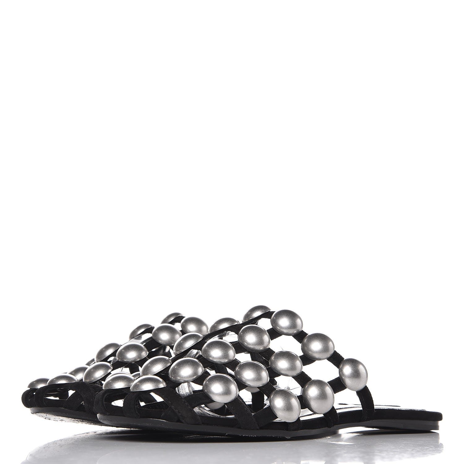 Alexander Wang Suede Studded Amelia Slide Sandals 36 Black 3 of 9