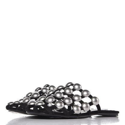 Alexander Wang Suede Studded Amelia Slide Sandals 36 Black 3 of 9