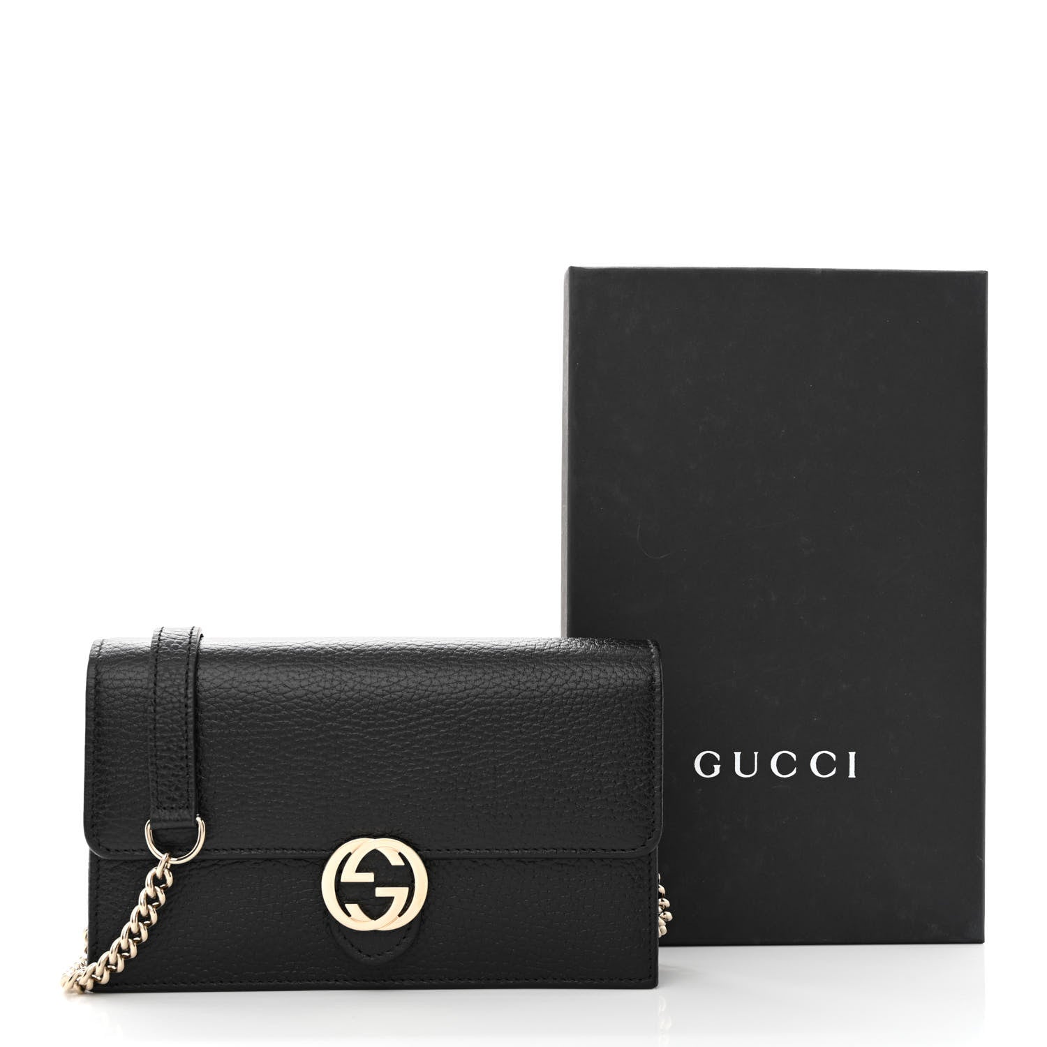 Gucci Dollar Calfskin Interlocking G Chain Wallet Black 11 of 11