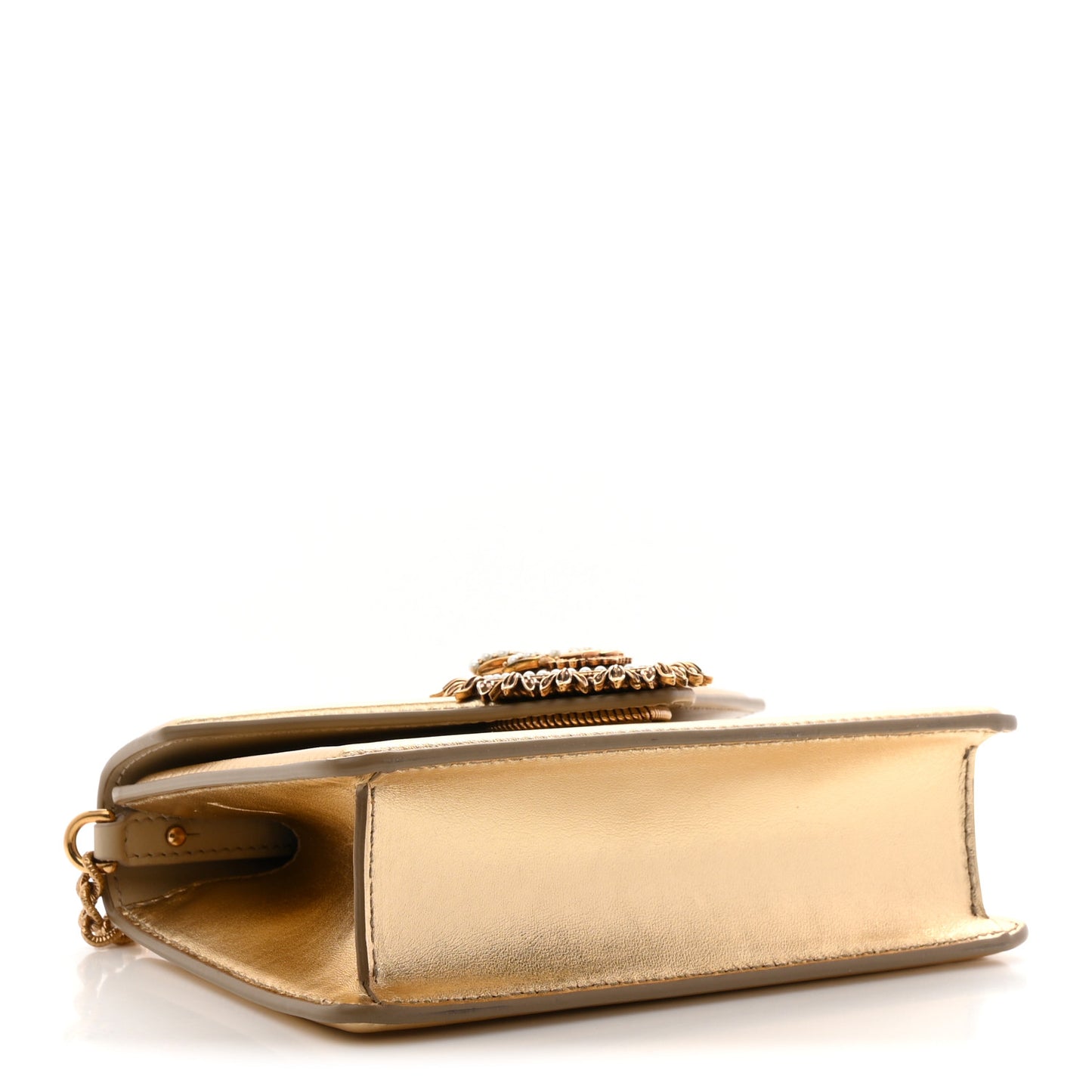 Metallic Nappa Small Devotion Envelope Top Handle Bag  Gold