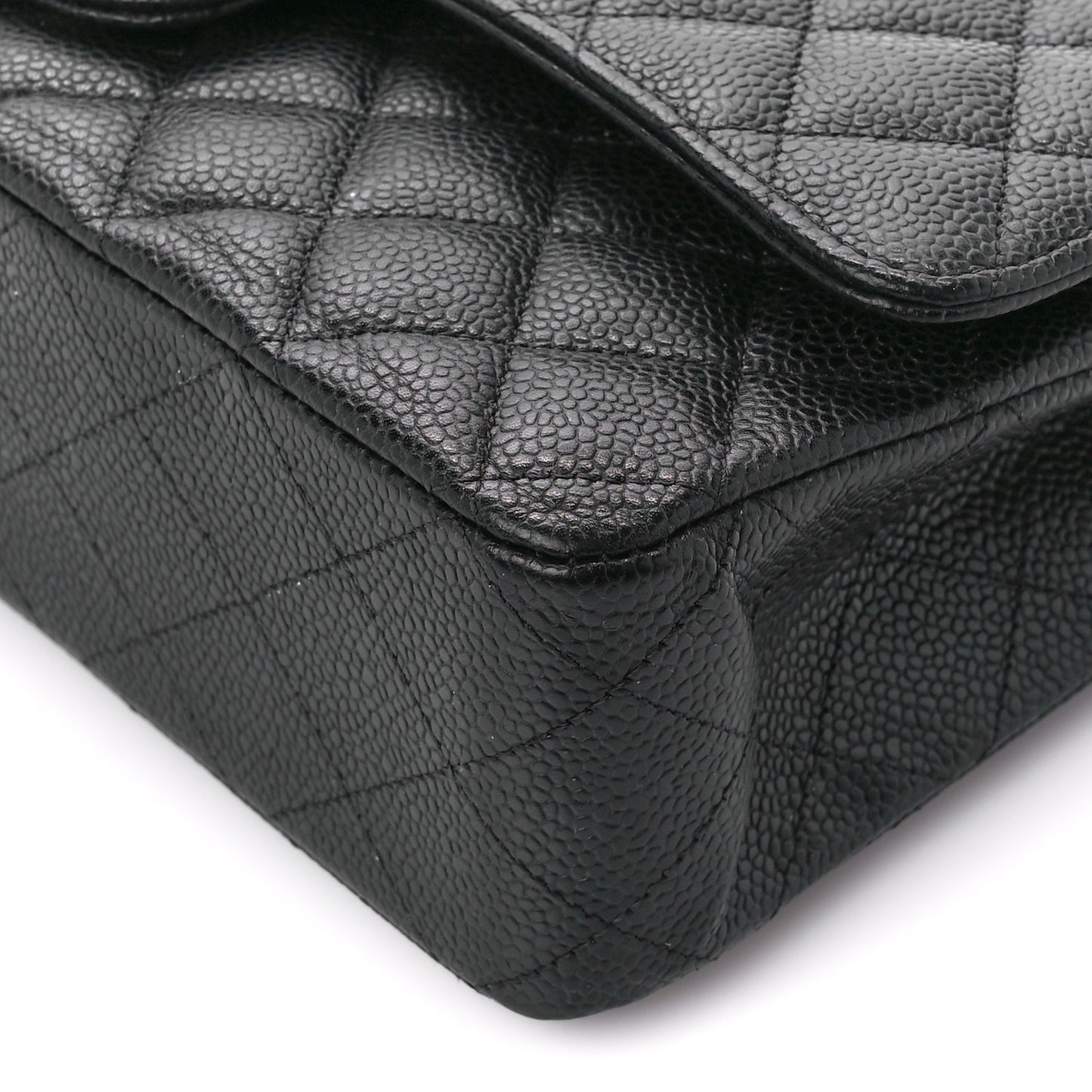 Caviar Quilted Medium Double Flap Black