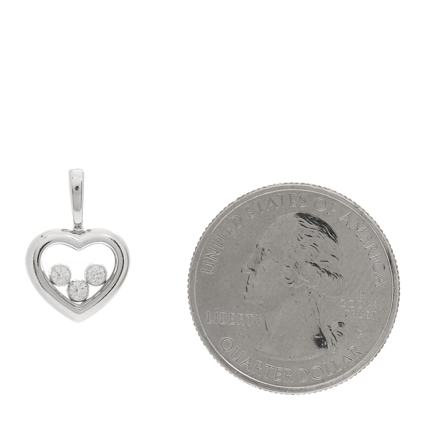 18K White Gold 3 Happy Diamonds Icons Heart Pendant