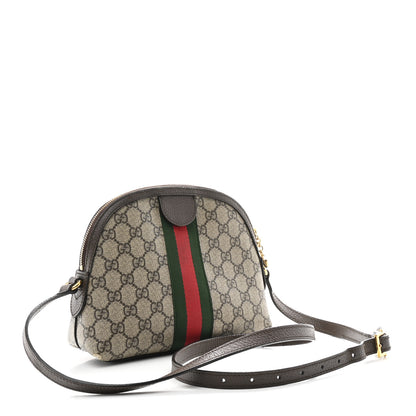 Gucci GG Supreme Monogram Textured Dollar Calfskin Web Small Ophidia Dome Shoulder Bag Beige Ebony New Acero 3 of 12