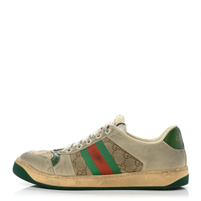 Gucci GG Monogram Nubuck Web Womens Screener Sneakers 40.5 New Sand Dusty Milk Vintage Green 1 of 9