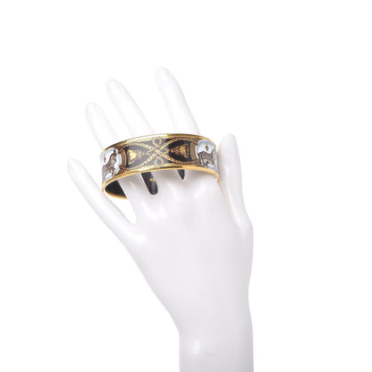 Hermes Enamel Printed Wide Grand Apparat Bracelet 70 Black 2 of 5