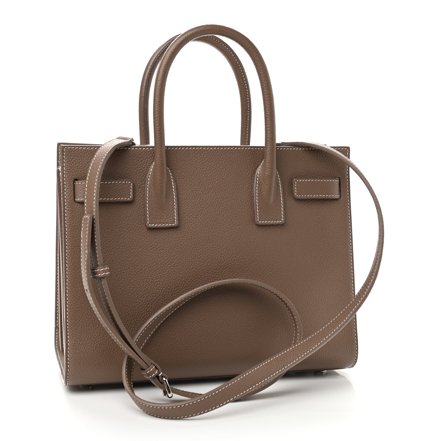 Saint Laurent Grained Calfskin Topstich Baby Sac De Jour Taupe 3 of 12