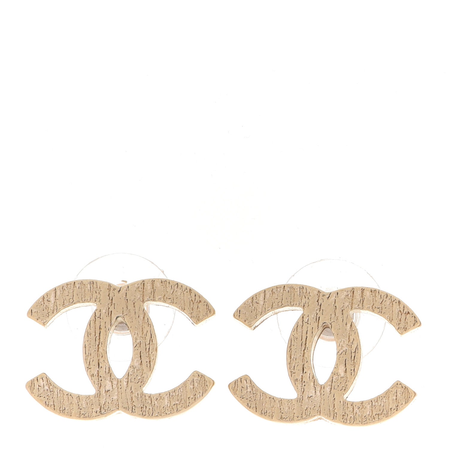 Chanel Metal Textured CC Earrings Gold 1 of 5