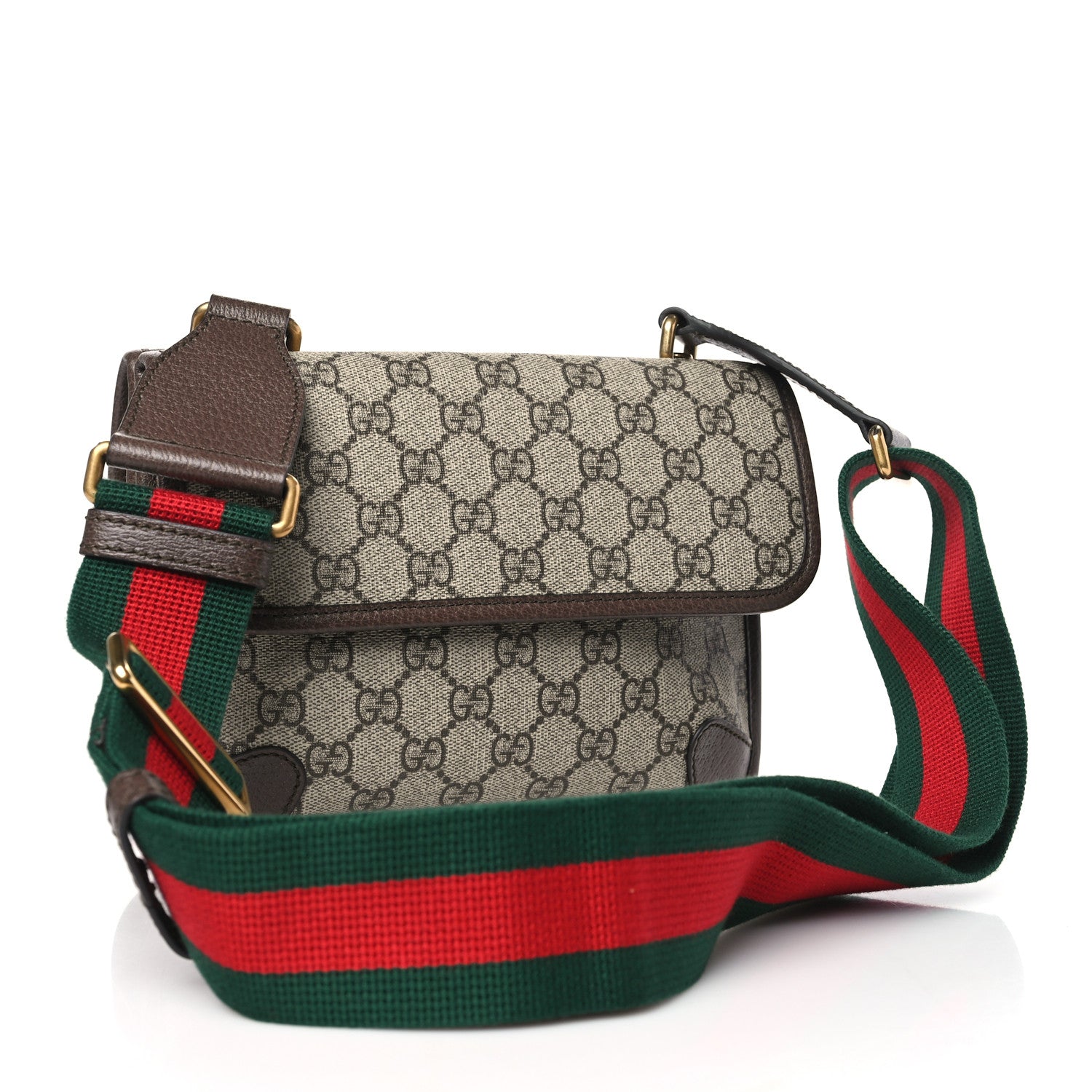 Gucci GG Supreme Monogram Web Small Neo Vintage Double Flap Messenger Bag Beige New Acero 3 of 11