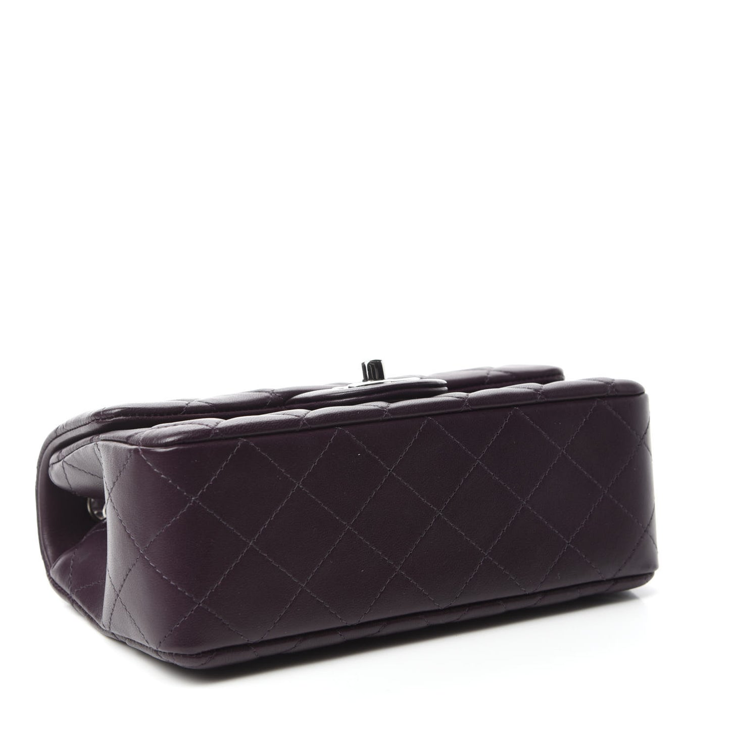 Lambskin Quilted Mini Rectangular Flap Dark Purple