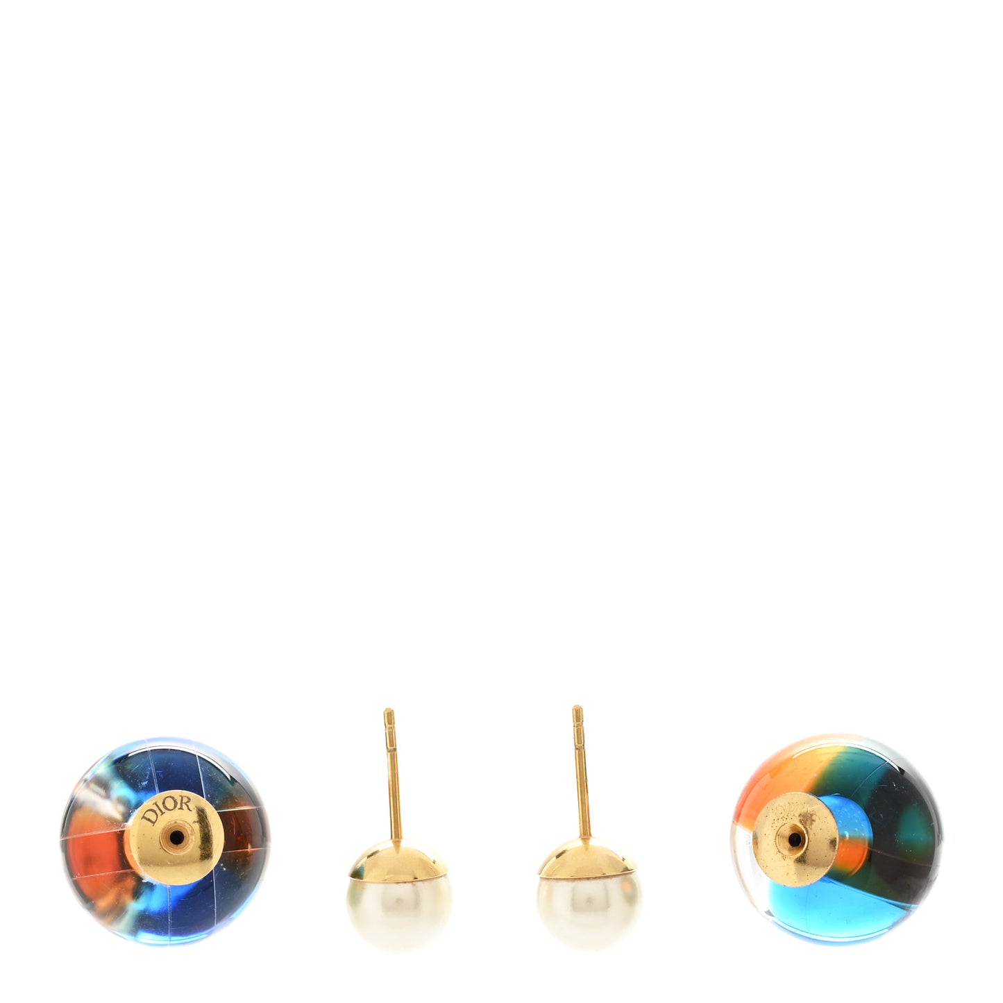 Resin Pearl Mise En Dior Tribal Earrings Blue Multicolor