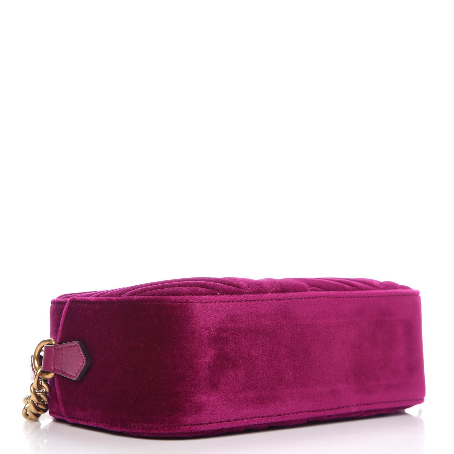 Velvet Matelasse Small GG Marmont Chain Shoulder Bag Fuchsia Violet Cyclamen