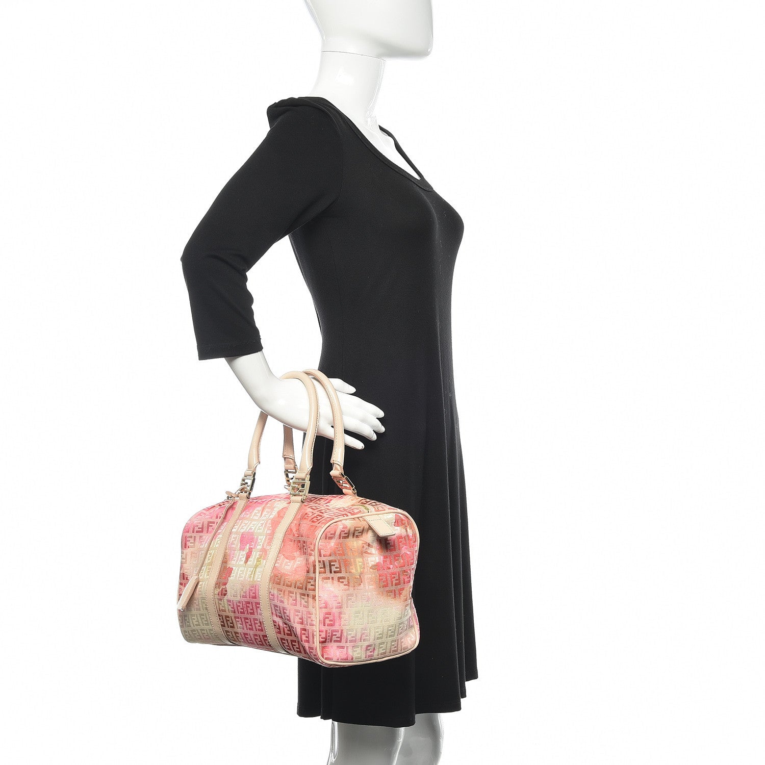 Fendi Patent Zucchino Vitello Floral Forever Boston White Multicolor Crema 2 of 9