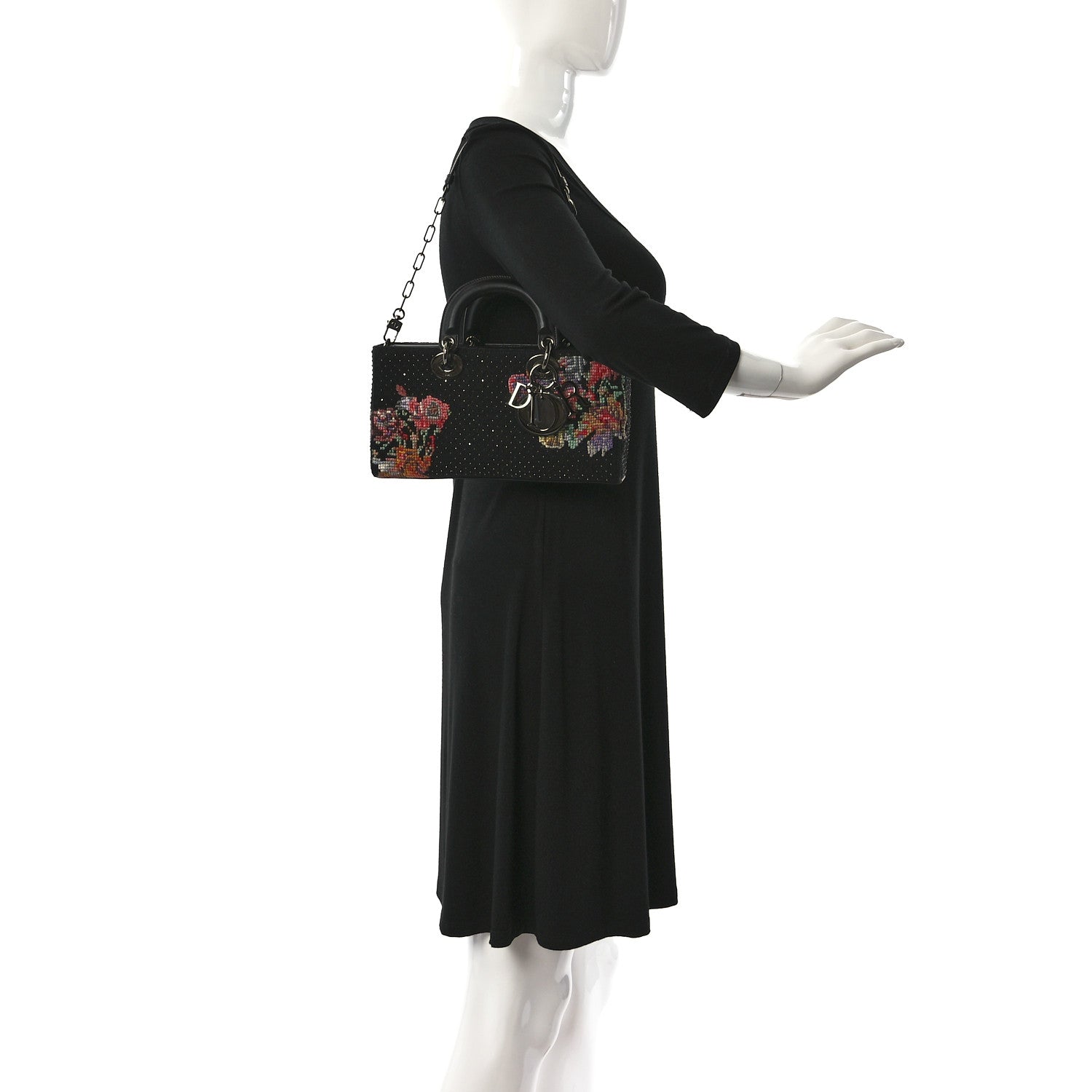 Christian Dior Embroidered Beaded Floral Lady D-Joy Black Multicolor 2 of 11