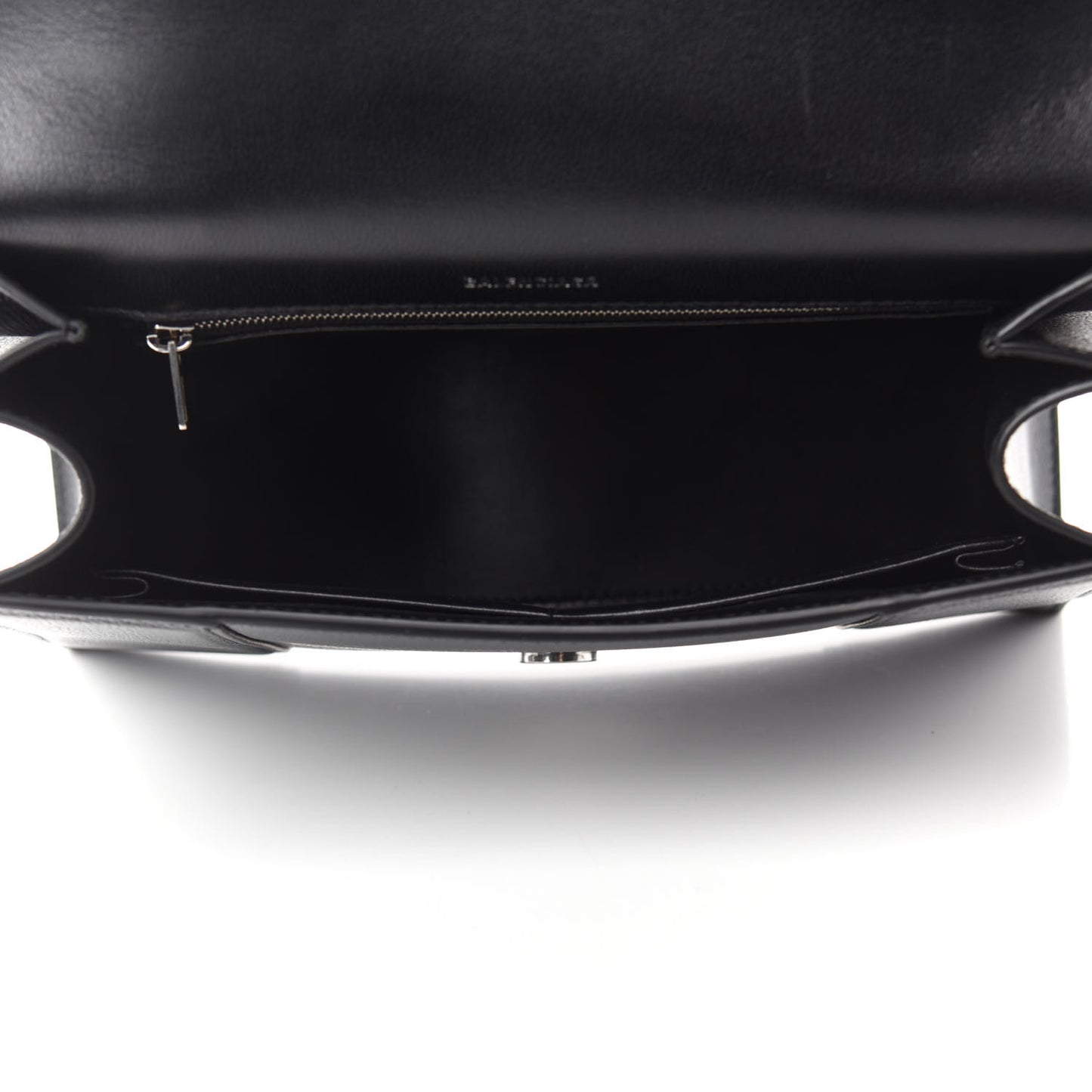 Grained Calfskin Medium Hourglass Top Handle Bag Black