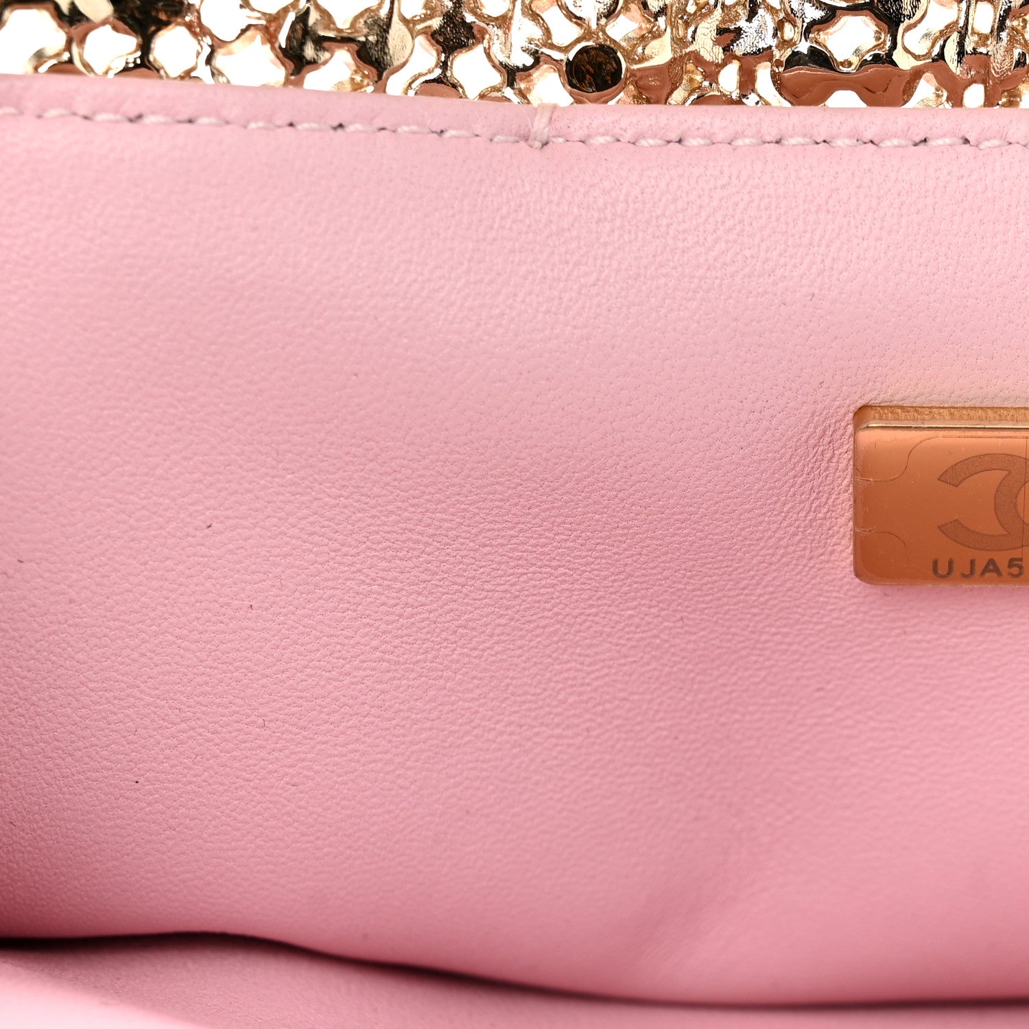 Chanel Crystal Embellished Metallic Lambskin Mini Chanel 22 Light Pink 8 of 11