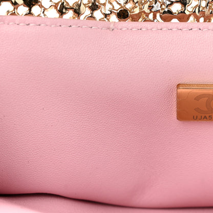 Chanel Crystal Embellished Metallic Lambskin Mini Chanel 22 Light Pink 8 of 11