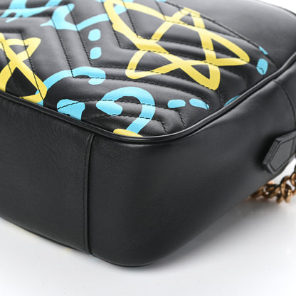 Gucci Calfskin Matelasse GucciGhost Medium GG Marmont Chain Shoulder Bag Black New Acquamarine 9 of 9