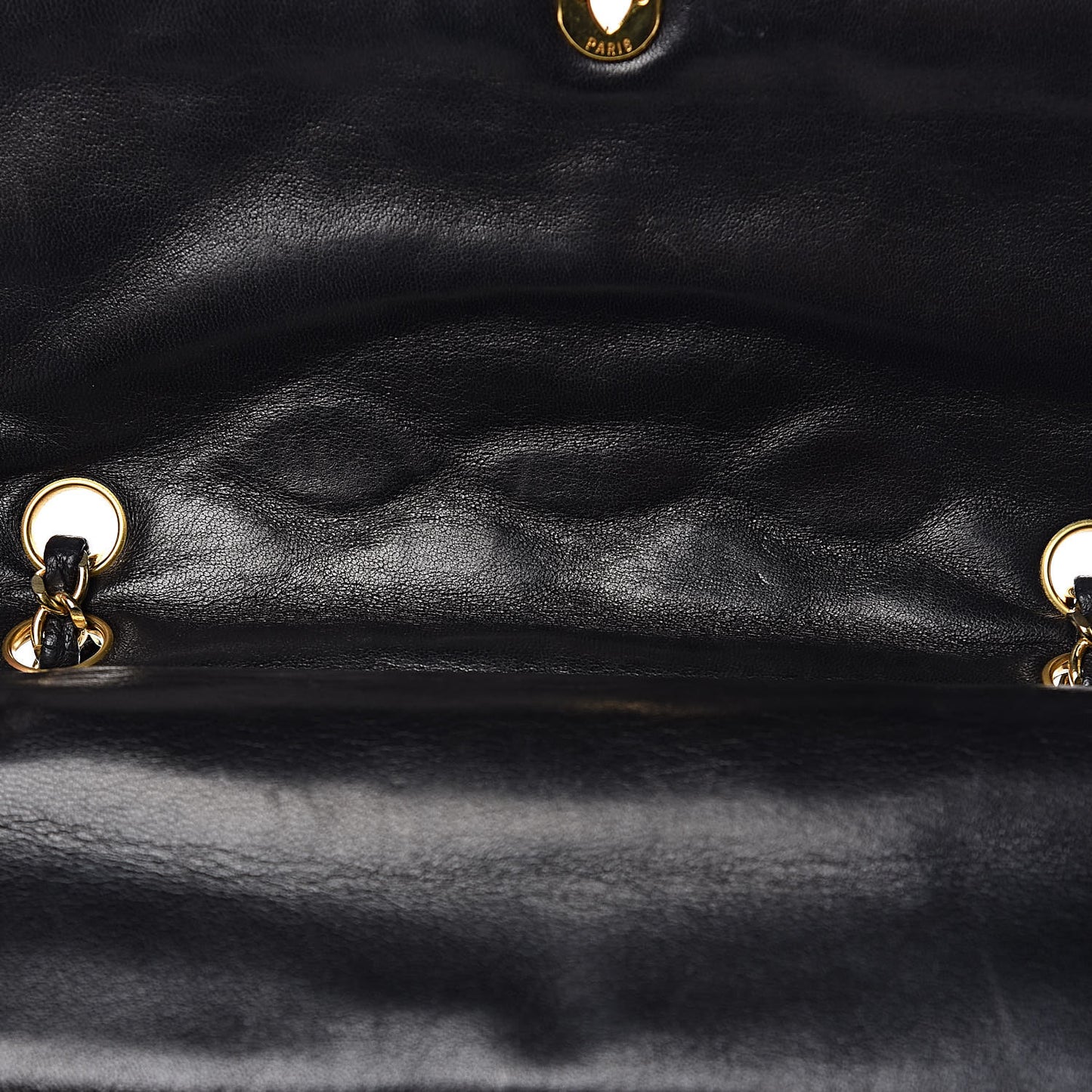 Lambskin Quilted Medium Double Flap Bag Black
