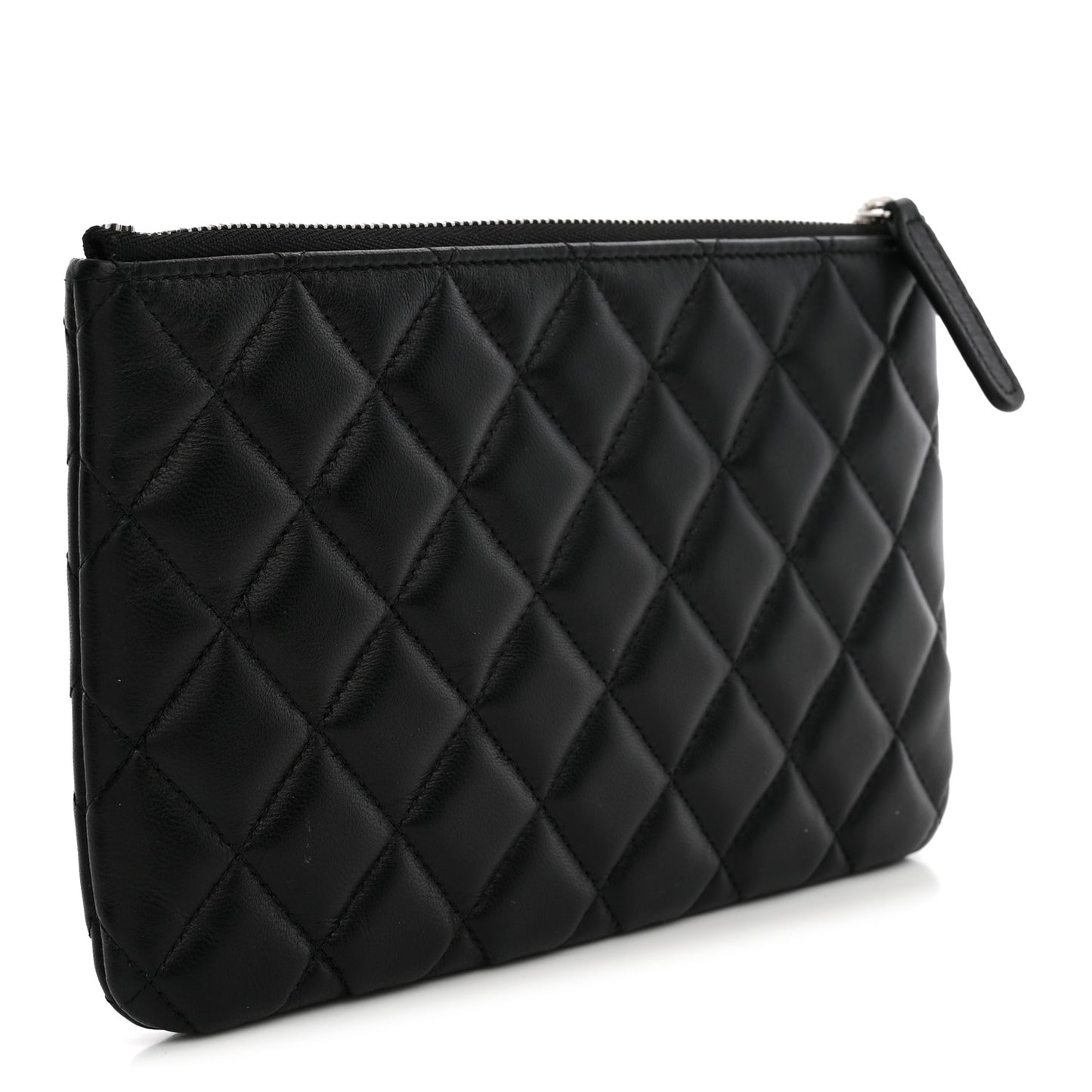 Lambskin Quilted Crystal Star Cosmetic Case Black
