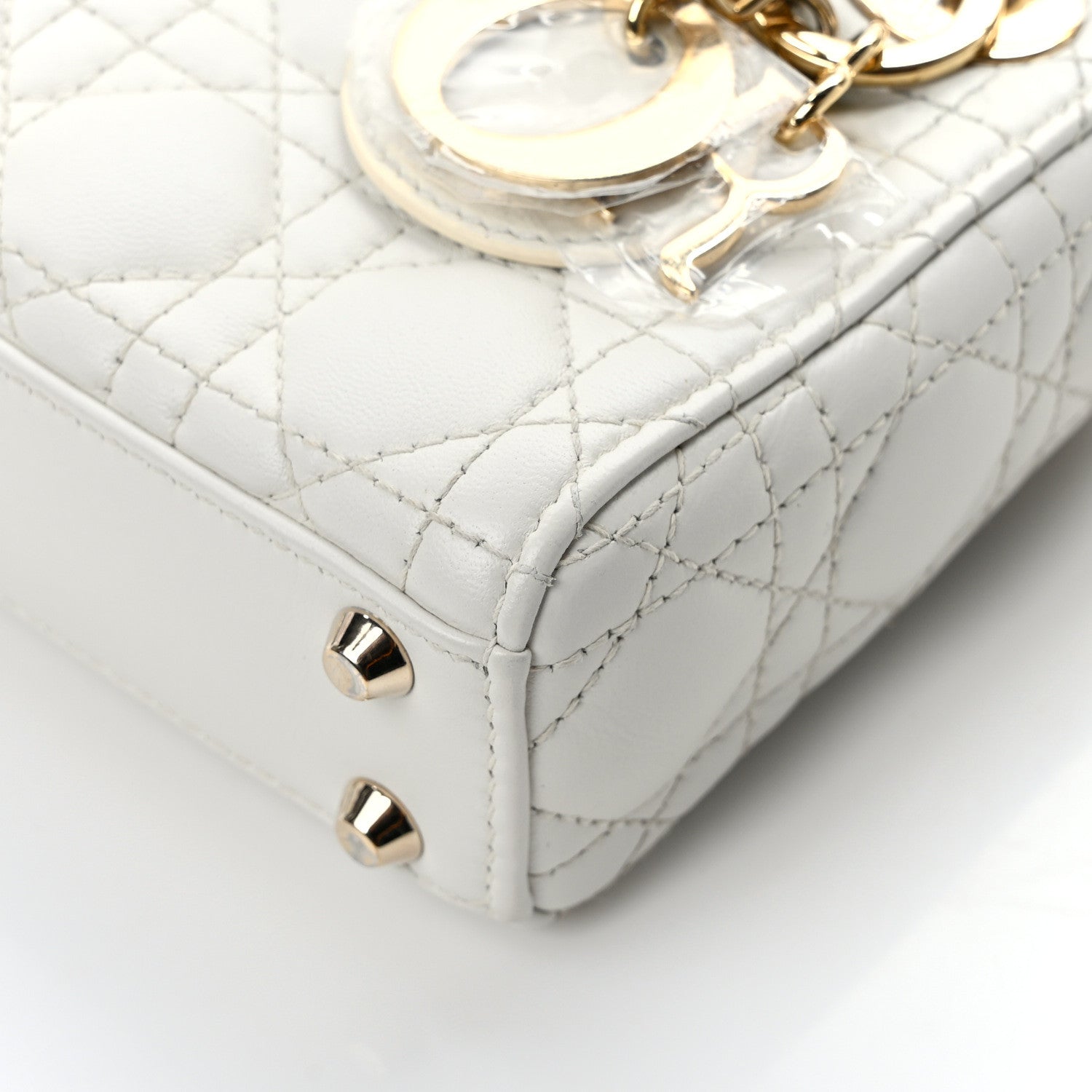 Christian Dior CHRISTIAN DIOR Lambskin Cannage Micro Lady Dior White 12 of 16