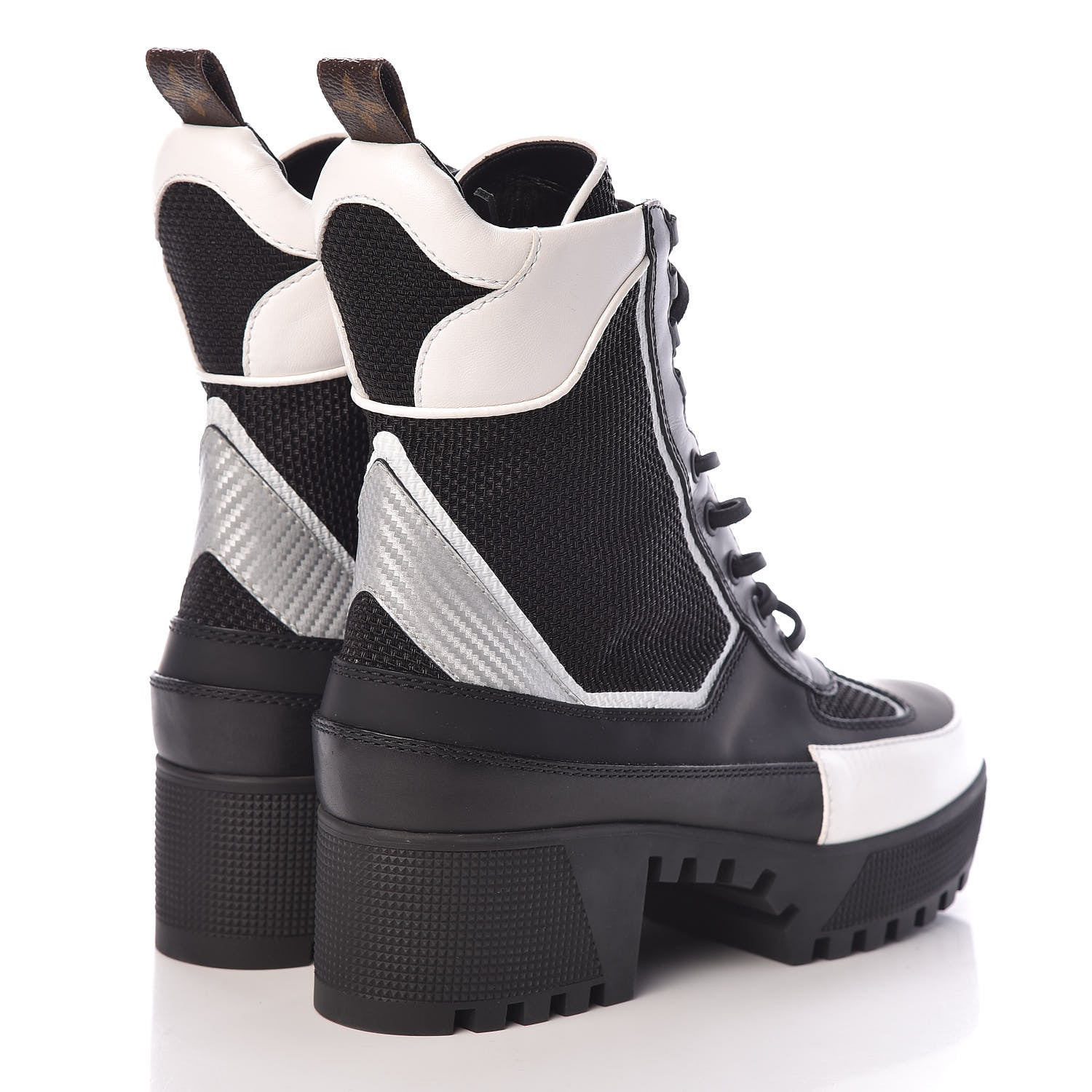 Louis Vuitton Calfskin Technical Nylon Laureate Platform Desert Boot 37.5 Black White 4 of 9