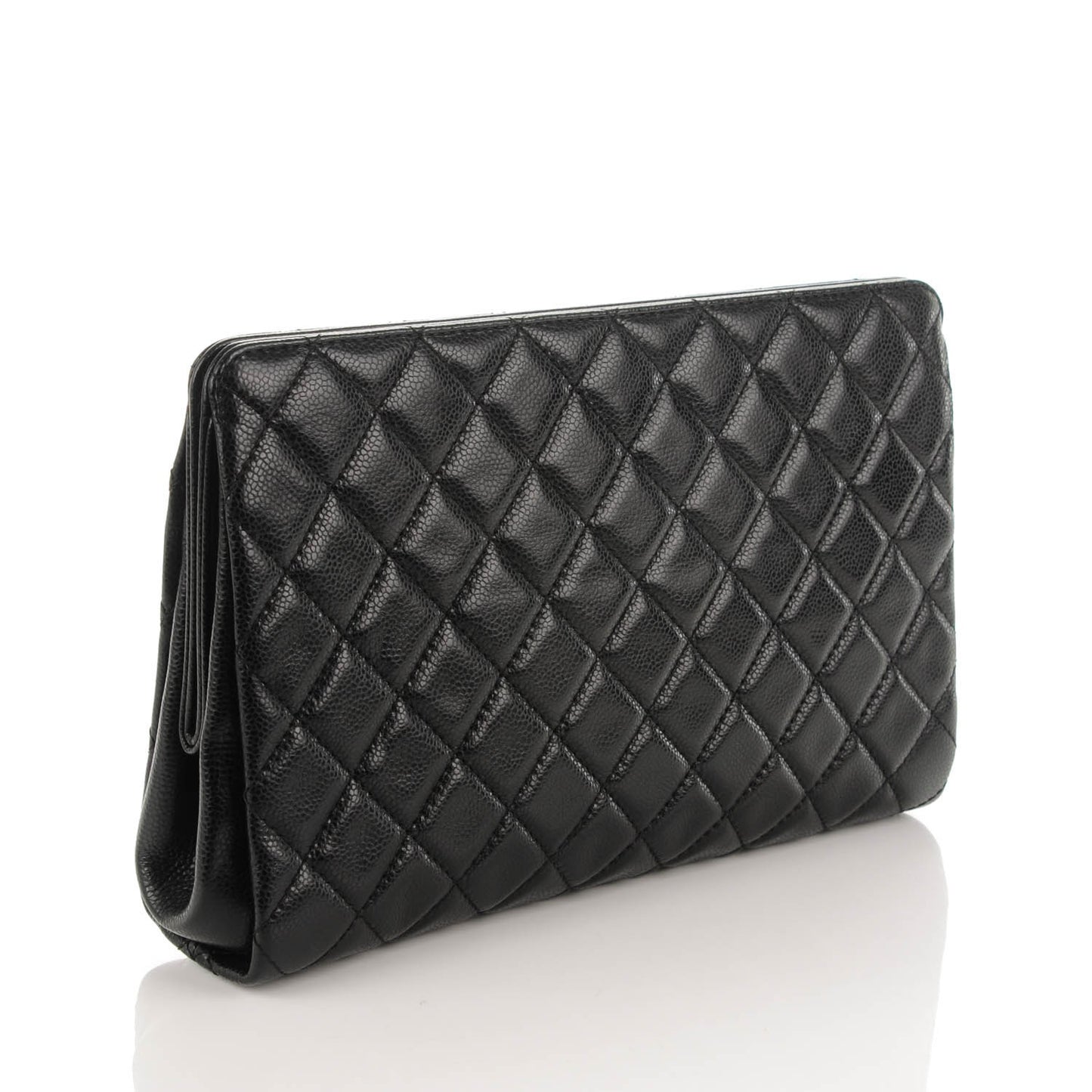Caviar Quilted CC Large Clutch Black