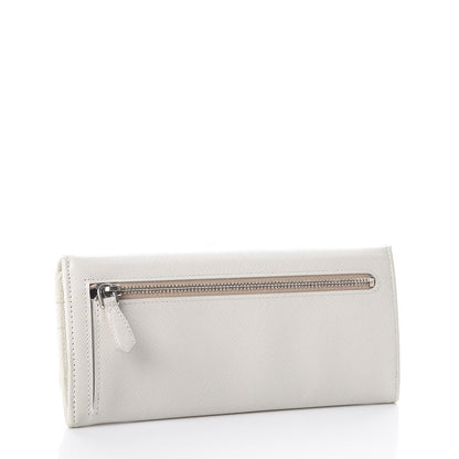 Prada Saffiano Corner Continental Flap Wallet Talco Black 3 of 9