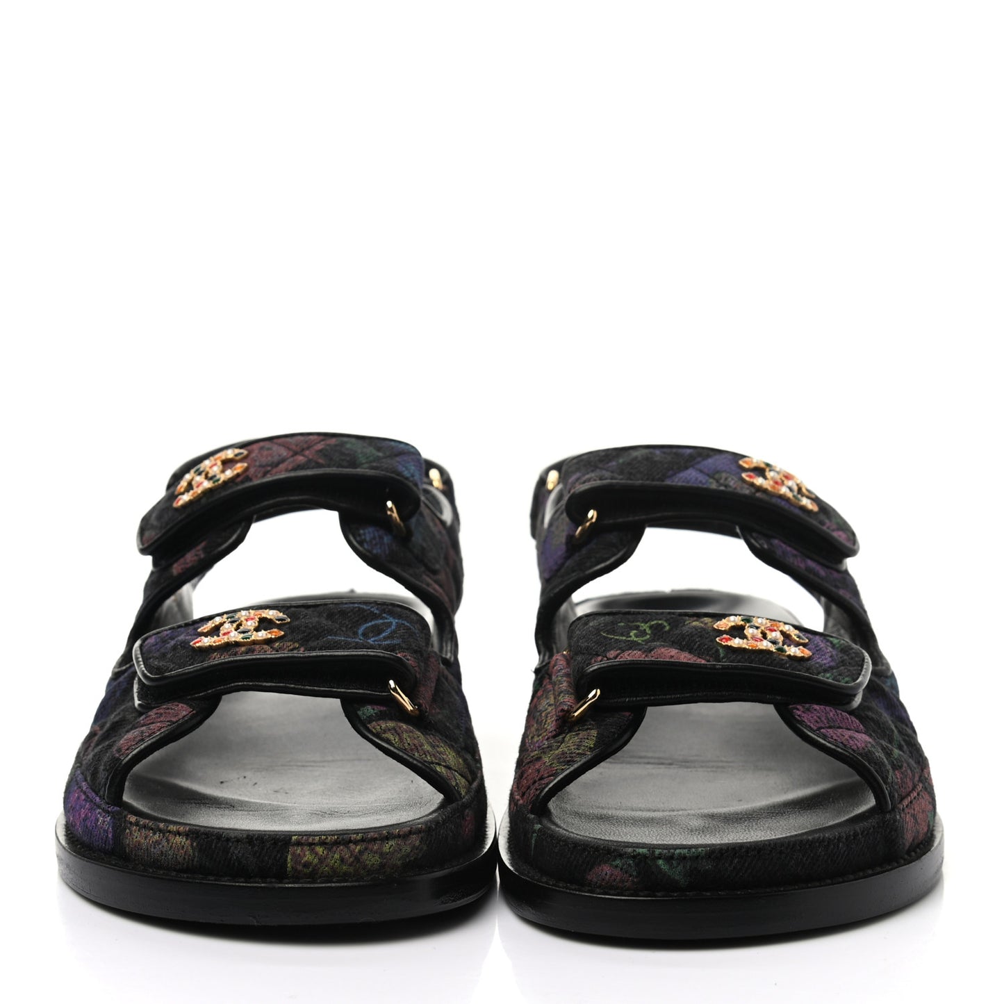 Denim Quilted Dad Sandals 38.5 Black Multicolor