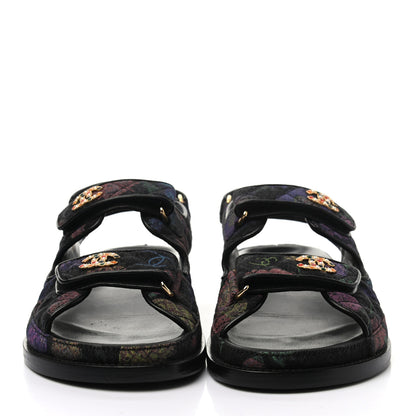Chanel Denim Quilted Dad Sandals 38.5 Black Multicolor 2 of 8