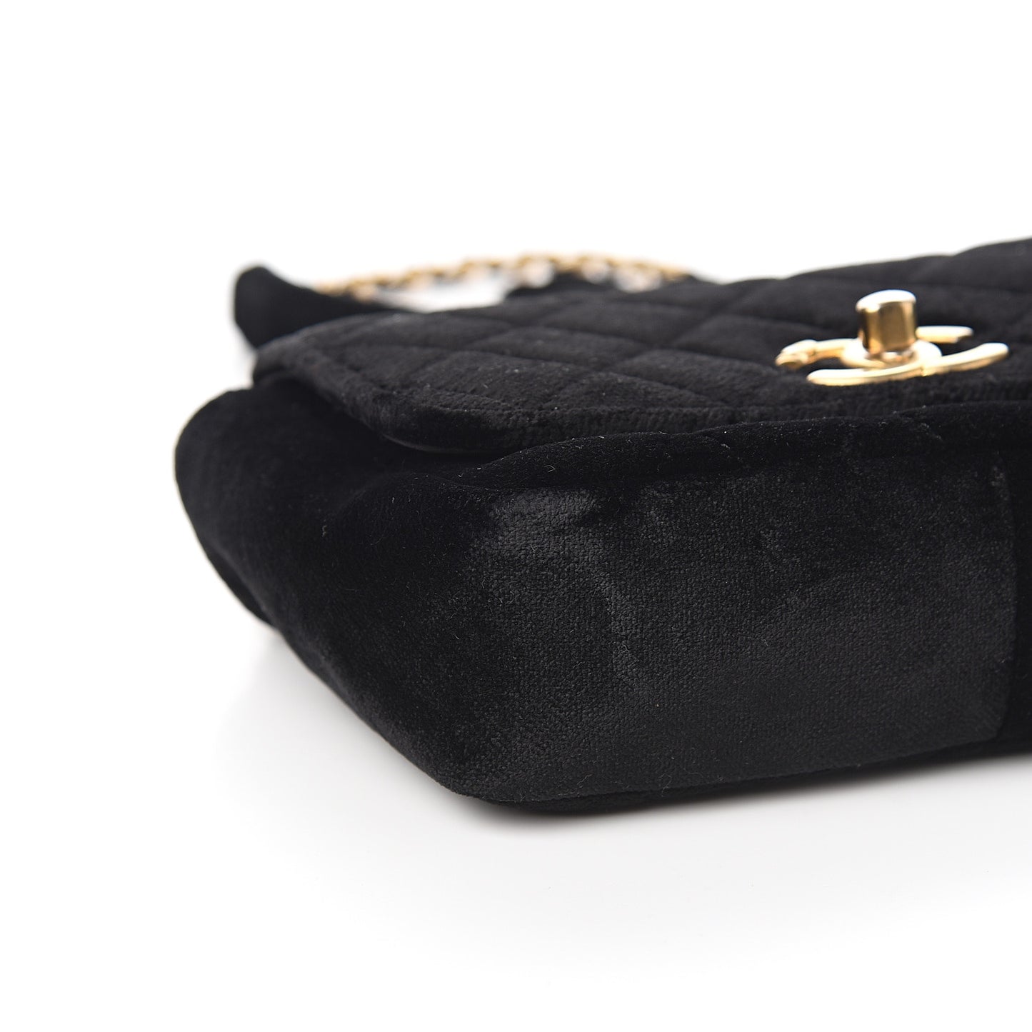 Velvet Quilted Small Camellia Flap Black