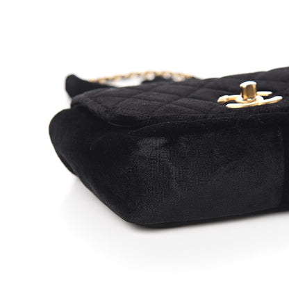 Chanel Velvet Quilted Small Camellia Flap Black 8 of 11