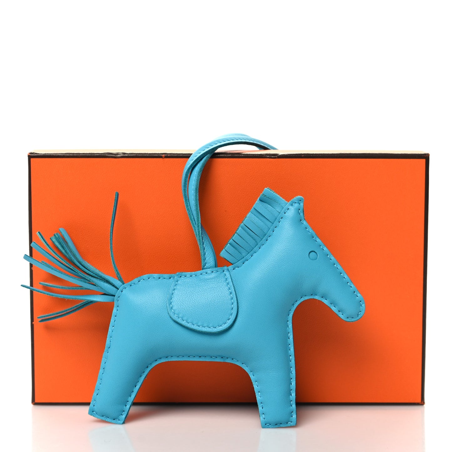 Milo Lambskin Grigri Rodeo Horse Bag Charm MM Bleu Azteque
