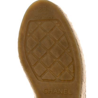 Chanel Lambskin CC Espadrilles 35 Beige Black 8 of 11