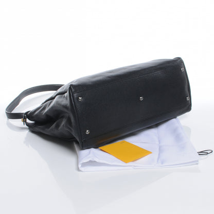 Fendi Goatskin Zucca Large Peekaboo Iconic Satchel Black Tobacco 4 of 9