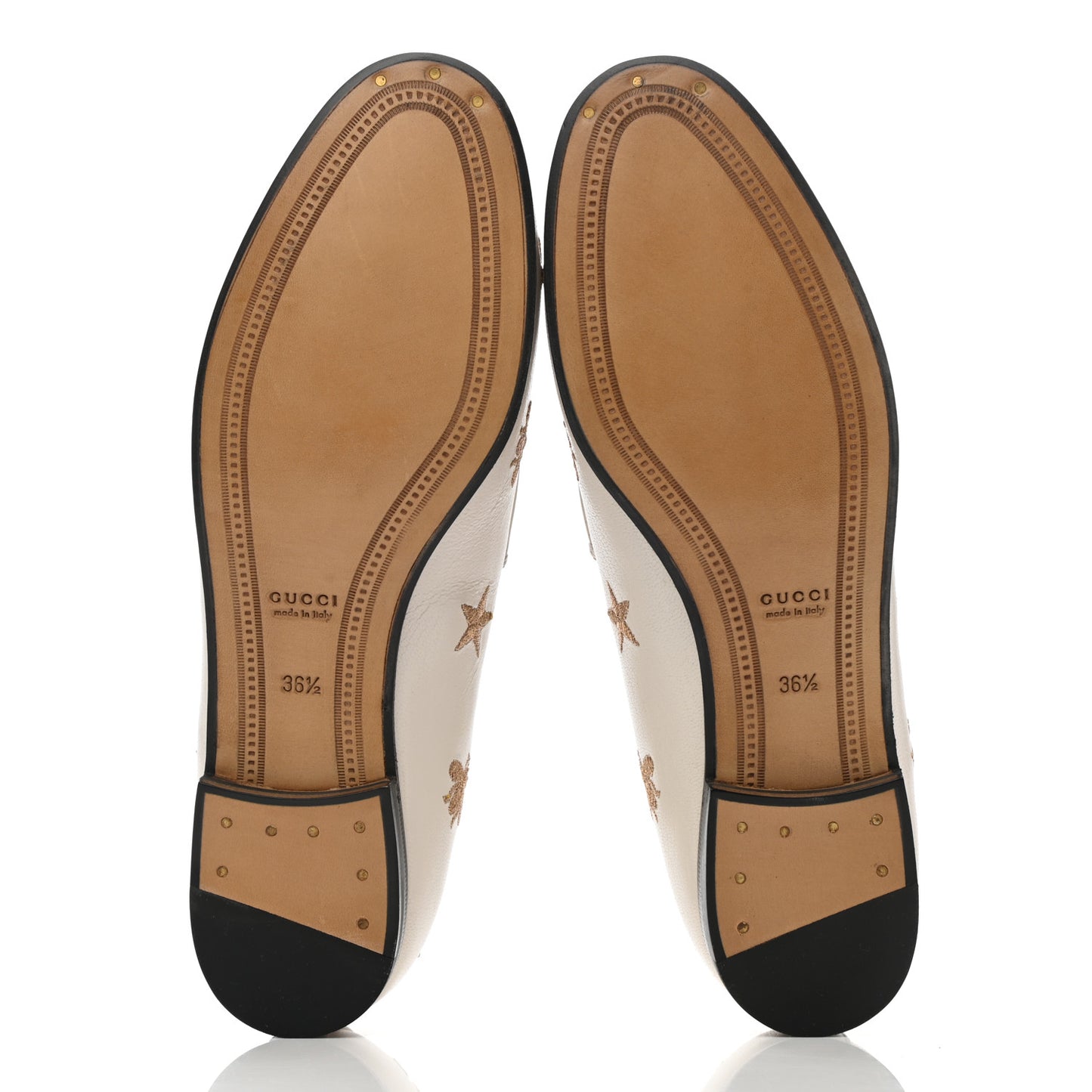 Goatskin Bee Star Embroidered Womens Jordaan Loafers 36.5 Mystic White