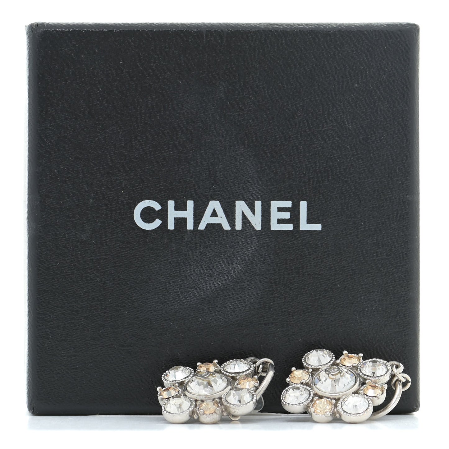 Crystal CC Dangle Earrings Silver