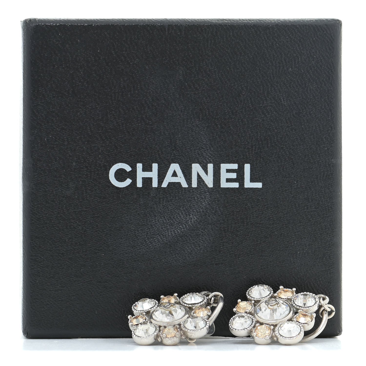 Chanel Crystal CC Dangle Earrings Silver 5 of 5