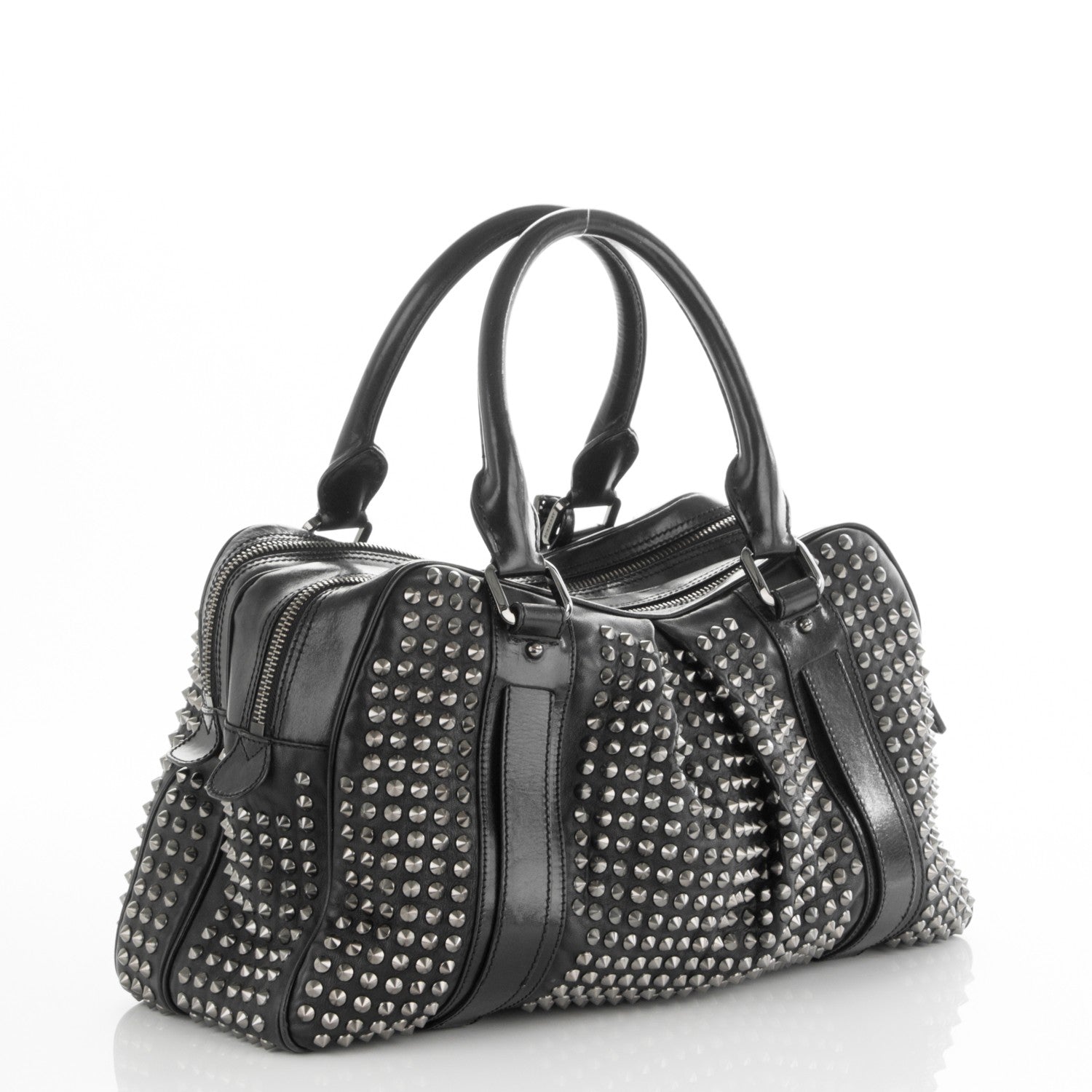 Burberry Prorsum Lambskin Studded Knight Satchel Black 3 of 8