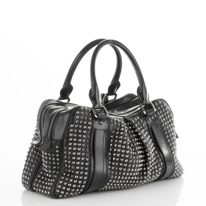 Burberry Prorsum Lambskin Studded Knight Satchel Black 3 of 8