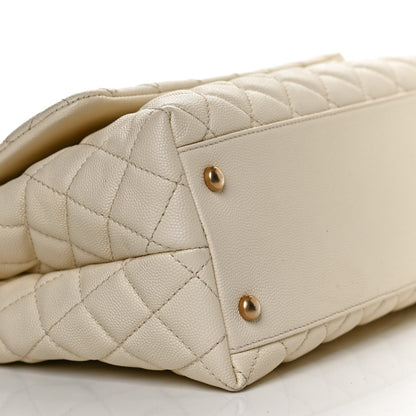 Chanel Caviar Elaphe Quilted Small Coco Handle Flap Ivory 9 of 11