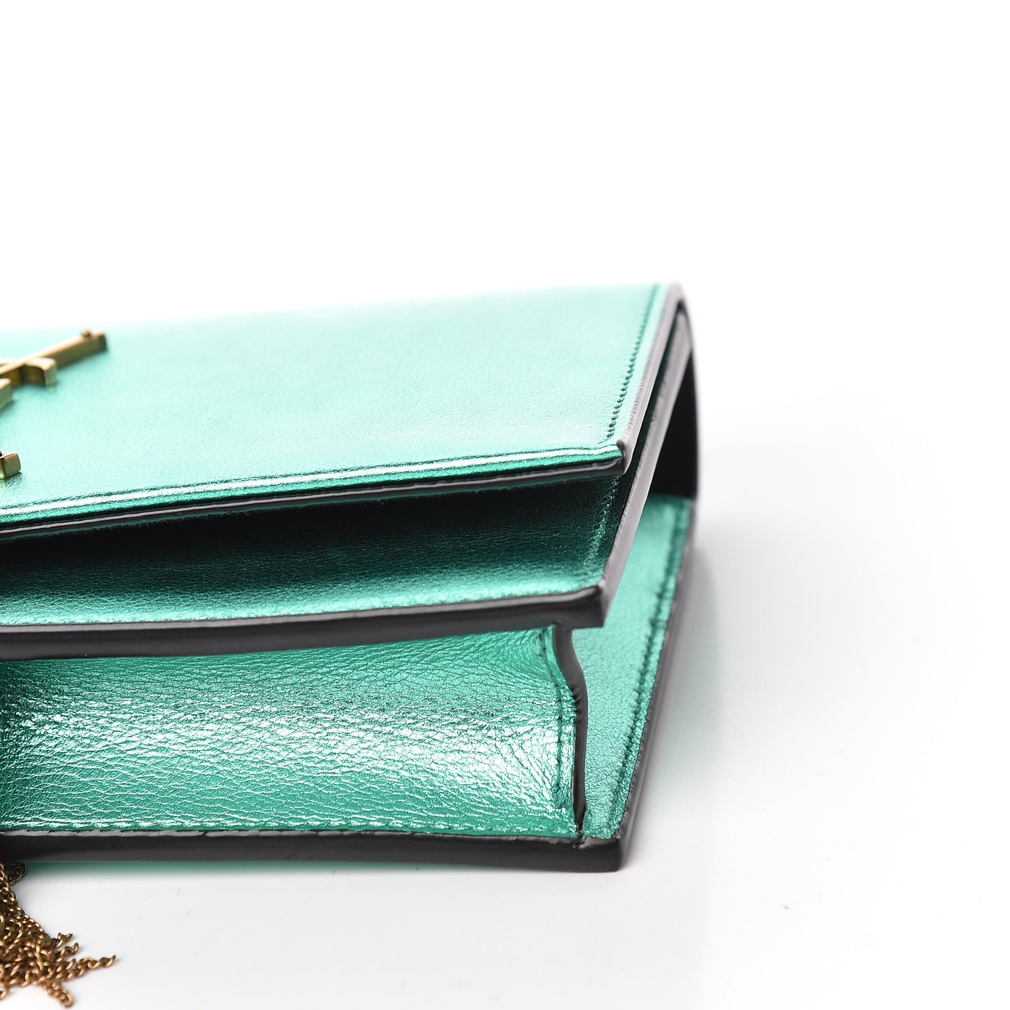 Laminated Calfskin Classic Monogram Kate Tassel Chain Wallet Green