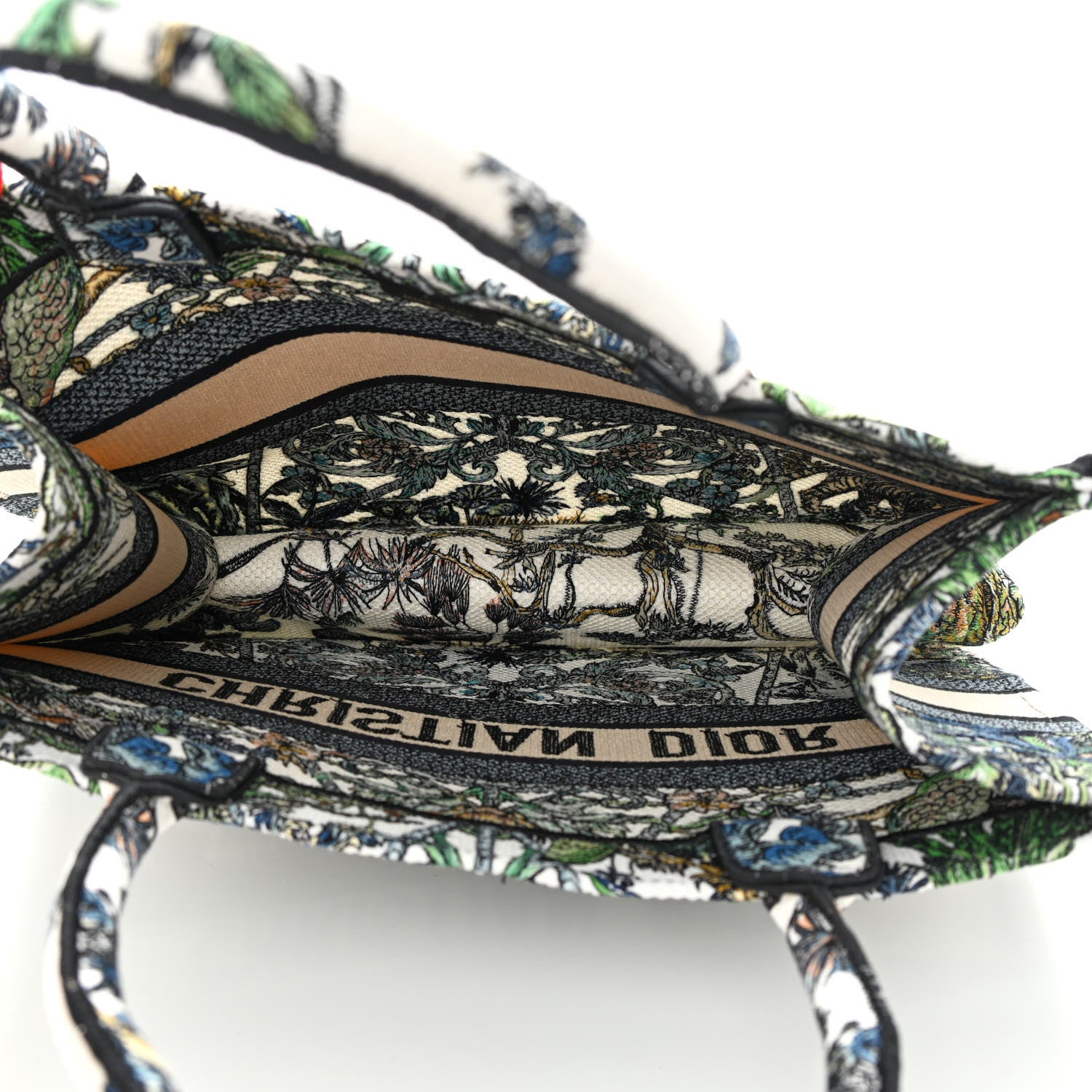 Christian Dior Canvas Embroidered Medium Etoile De Voyage Book Tote White Multicolor 5 of 12