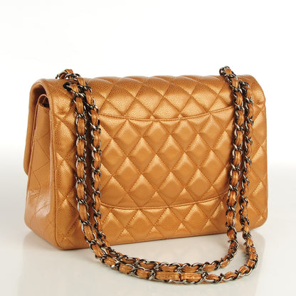 Chanel Metallic Caviar Quilted Jumbo Double Flap Copper 3 of 8