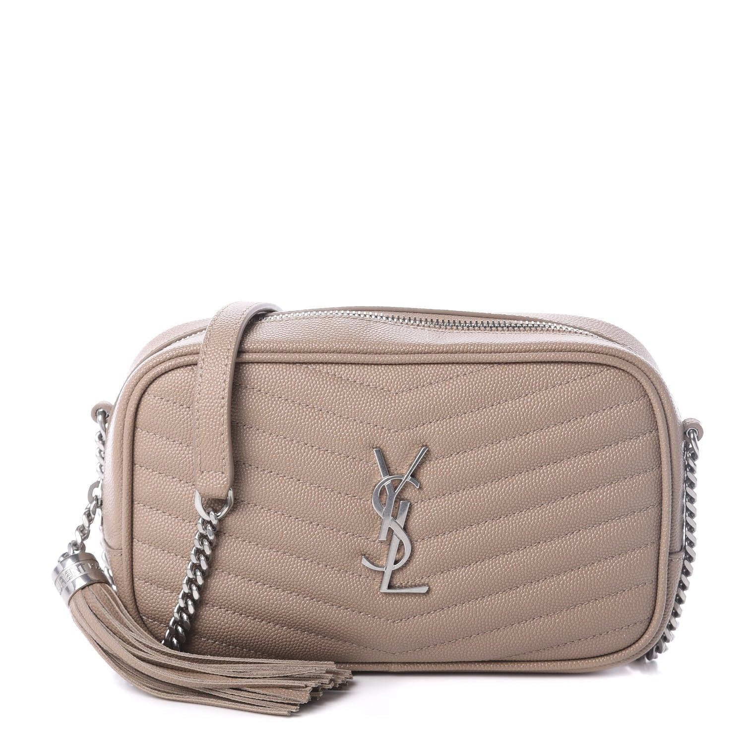 Saint Laurent Grain De Poudre Matelasse Monogram Mini Lou Camera Bag Dark Beige 1 of 9