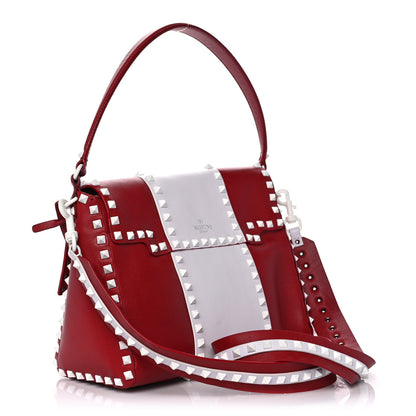 Valentino Garavani Vitello Colorblock Free Rockstud Top Handle Shoulder Bag Rosso Valentino White 2 of 8