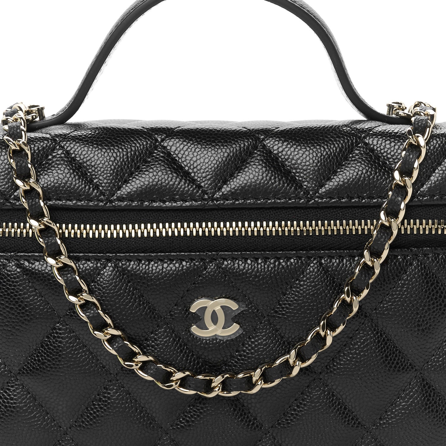 Chanel Caviar Quilted Top Handle Slim Vanity With Chain Black 7 of 10