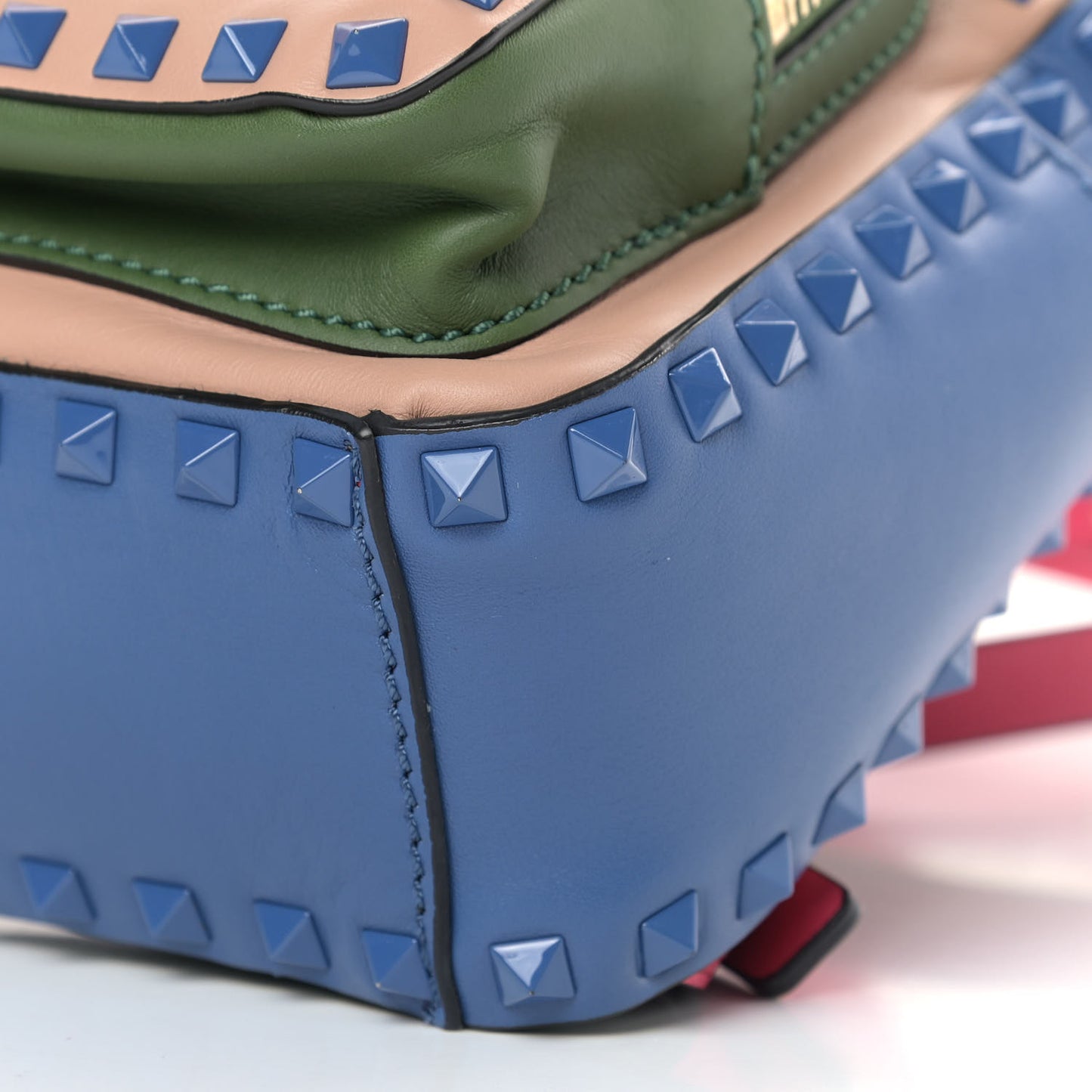 Calfskin Colorblock Mini Rockstud Backpack Skin Sorbet Indaco Green Deep Fuxia