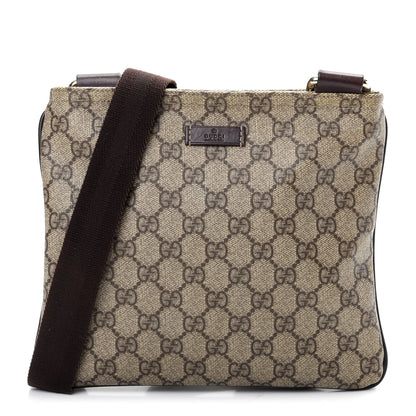 Gucci GG Supreme Monogram Small Flat Messenger Bag Dark Brown 1 of 9